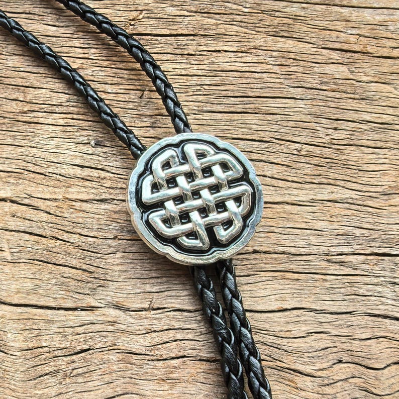Celtic Knot Bolo Tie: Silver Copper Western Cowboy Necktie