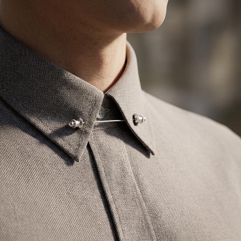 Broche à double chaîne, épingle de revers de costume, ensemble broche-chaîne de col de chemise et de manteau, broche de chemise, broche de revers, cadeau pour homme, cadeau de témoin.