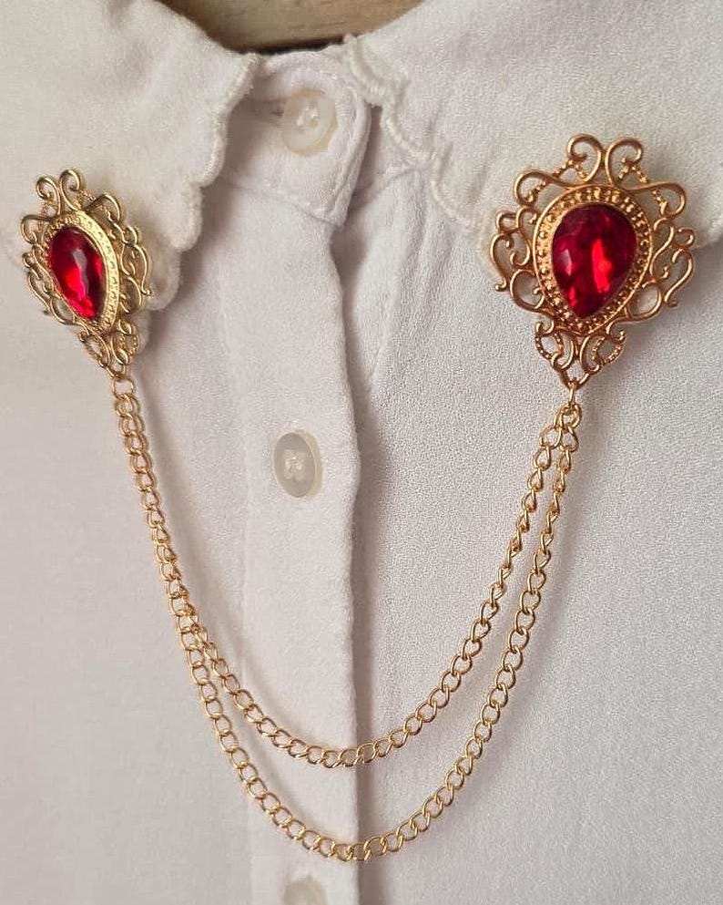 Chaîne de col de style vintage | Broche de revers gothique en pierre