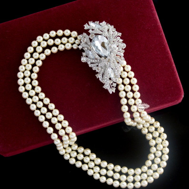 Grande Broche en Strass : Ornement de Bouquet de Mariée en Platine Antique