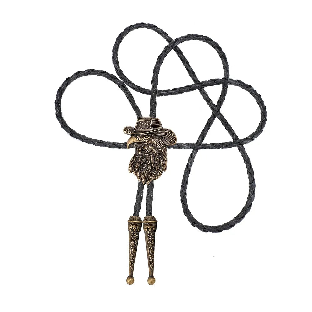 American Bald EaglesCopper Bolo Tie, Western Cowboy Necktie