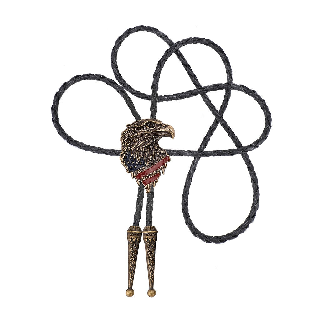 Western Cowboy Necktie American Bald EaglesCopper Bolo Tie
