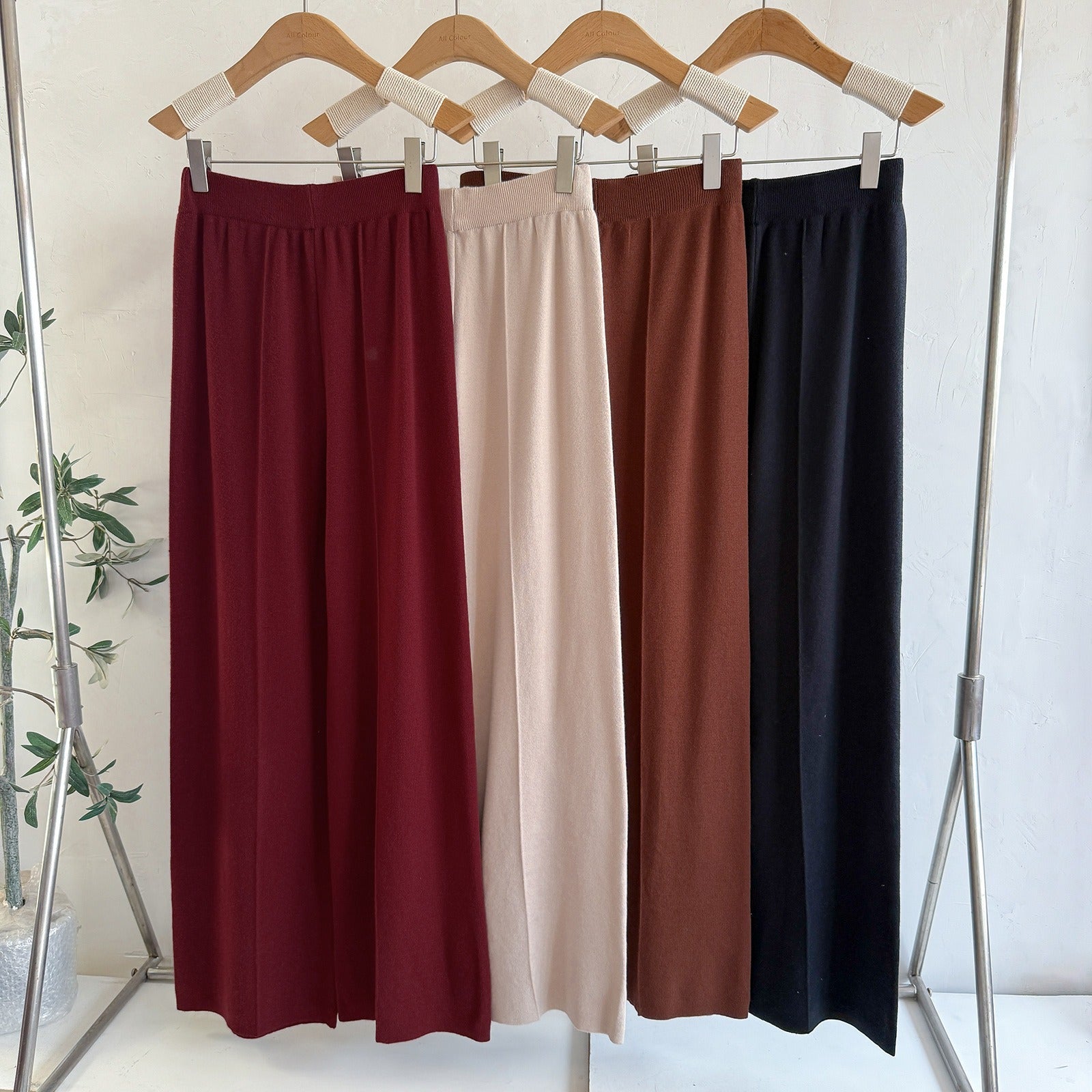 Chic 3-Piece Knit Lounge Set - Open Front Cardigan, V-Neck Button Vest & Wide Leg Pants