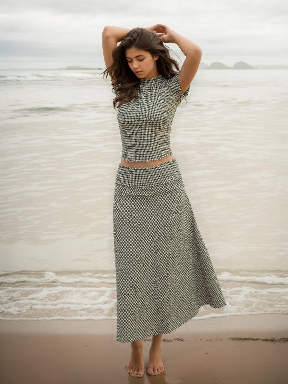Provence Gingham Smocked Set | Cropped Top & Mermaid Maxi Skirt