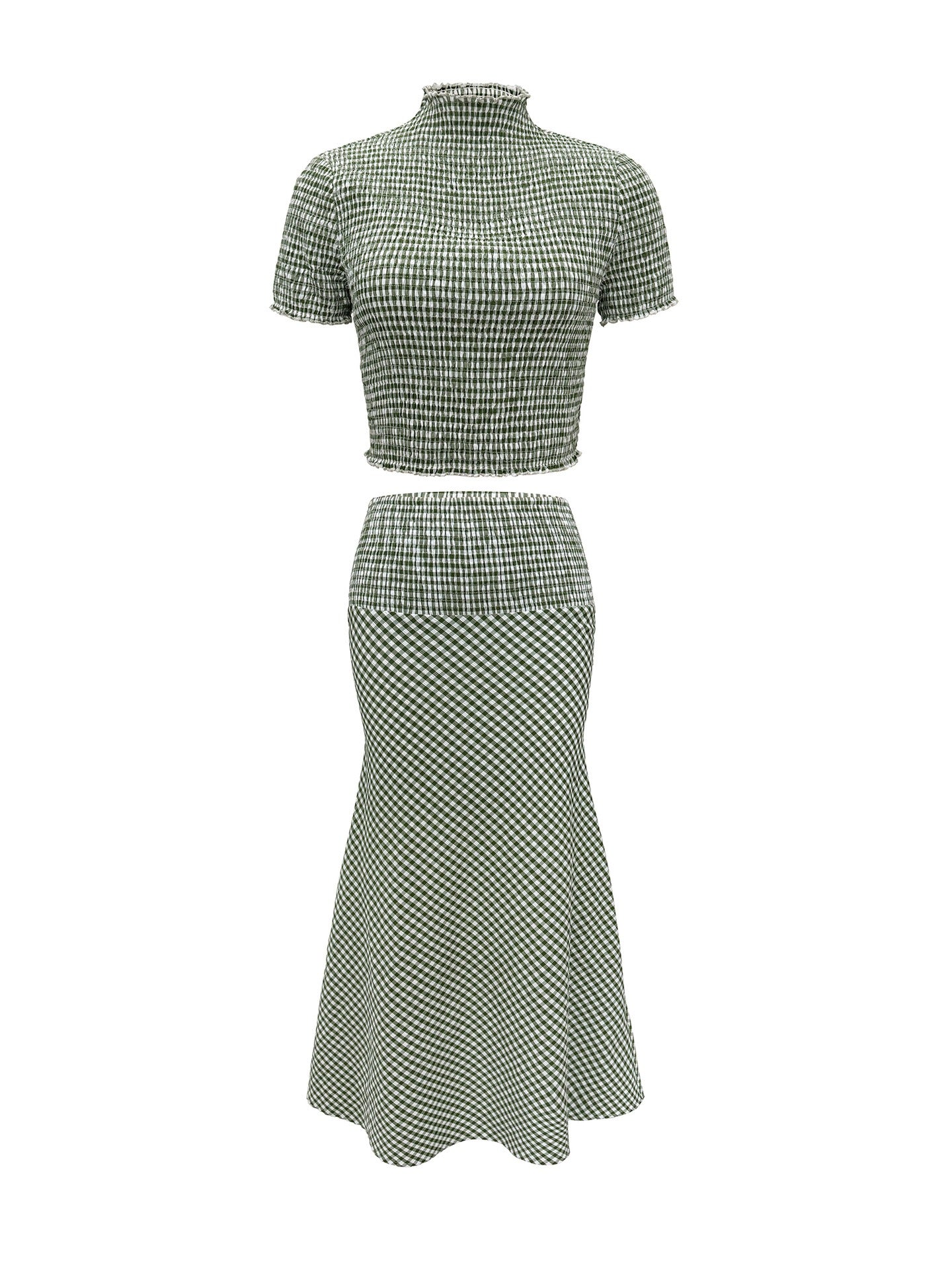 Provence Gingham Smocked Set | Cropped Top & Mermaid Maxi Skirt