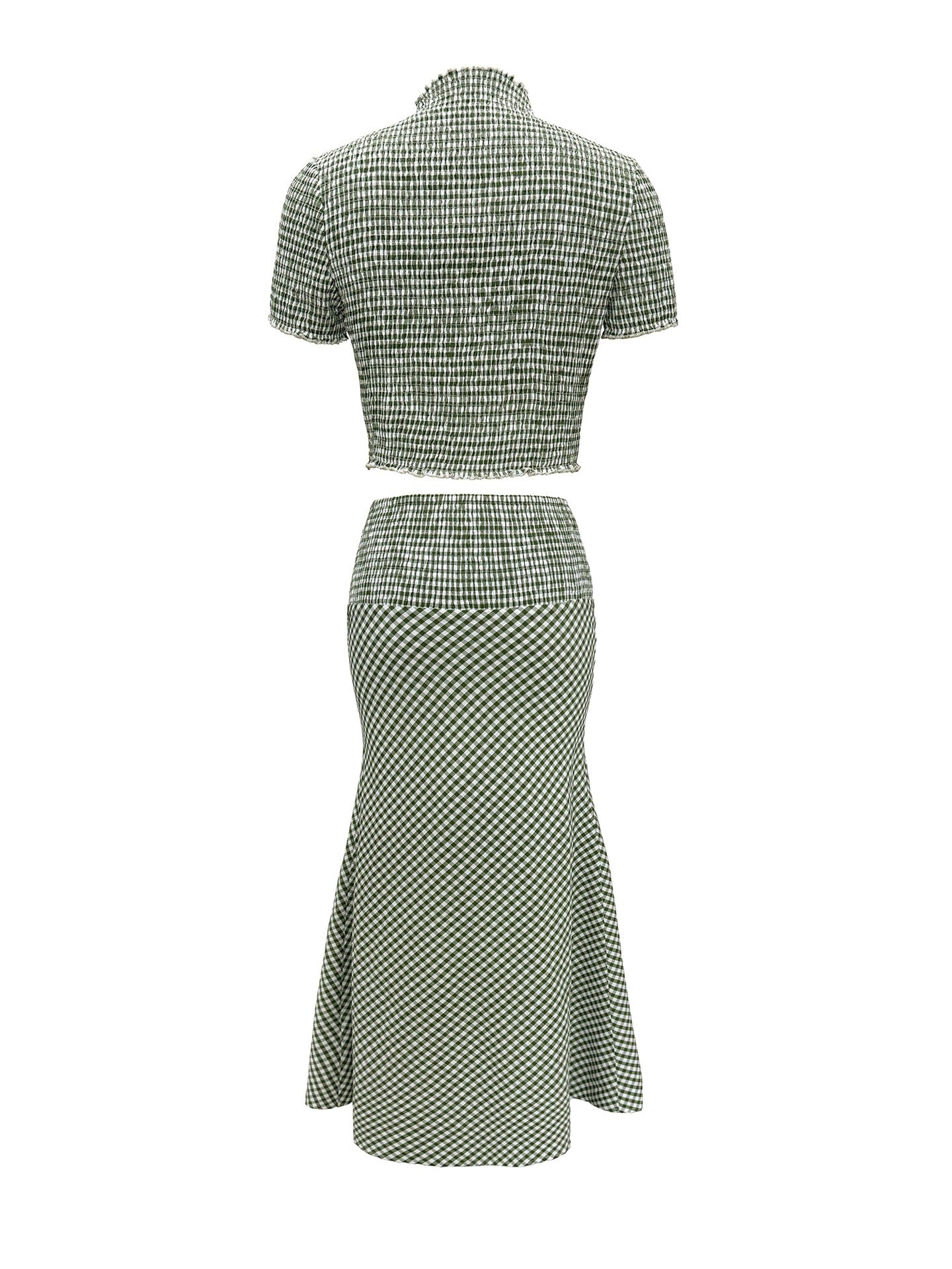 Provence Gingham Smocked Set | Cropped Top & Mermaid Maxi Skirt