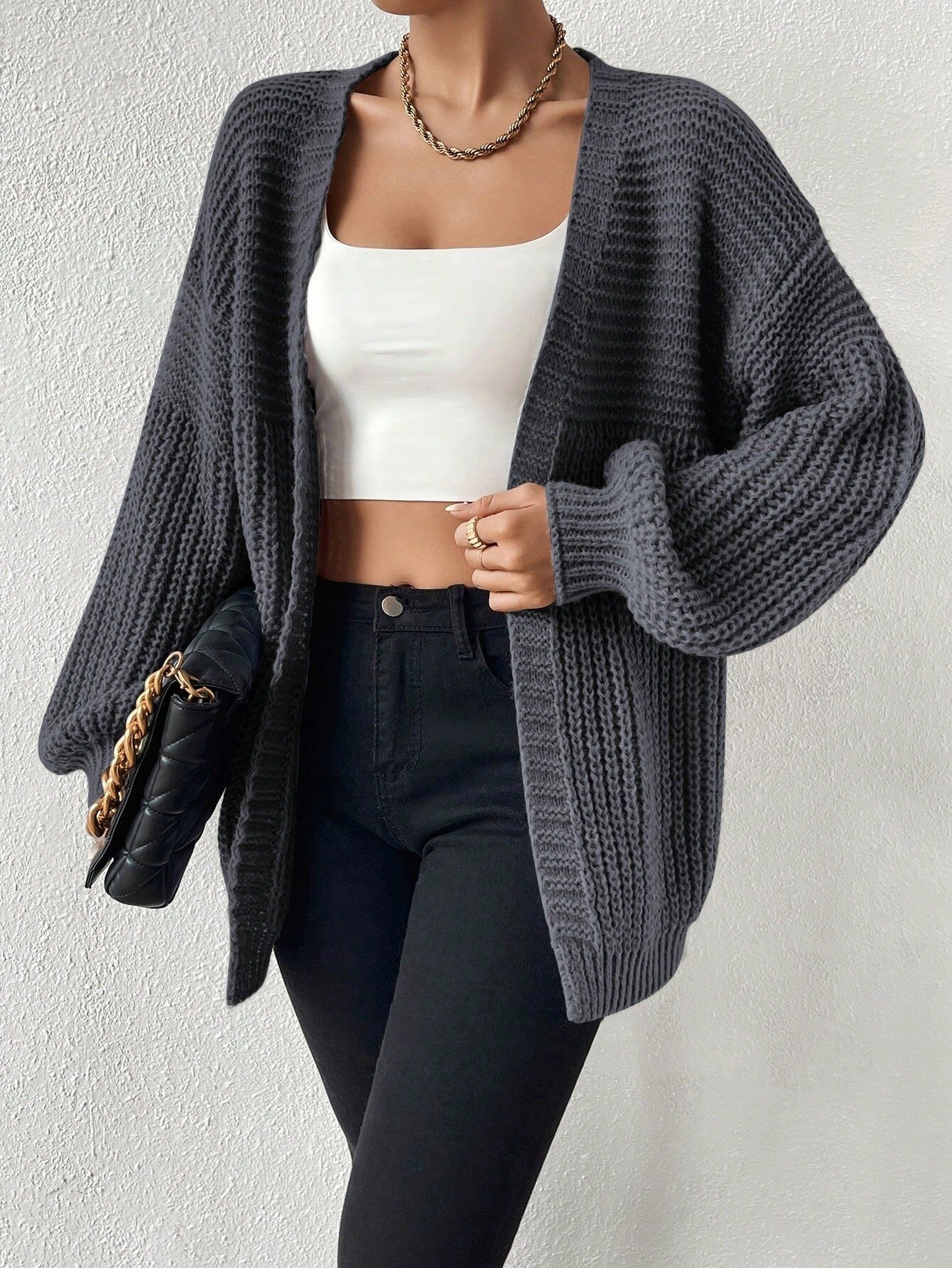 Women's Chunky Ribbed Knit Cardigan | Casual Open Front Long Sleeve Sweater Jacket