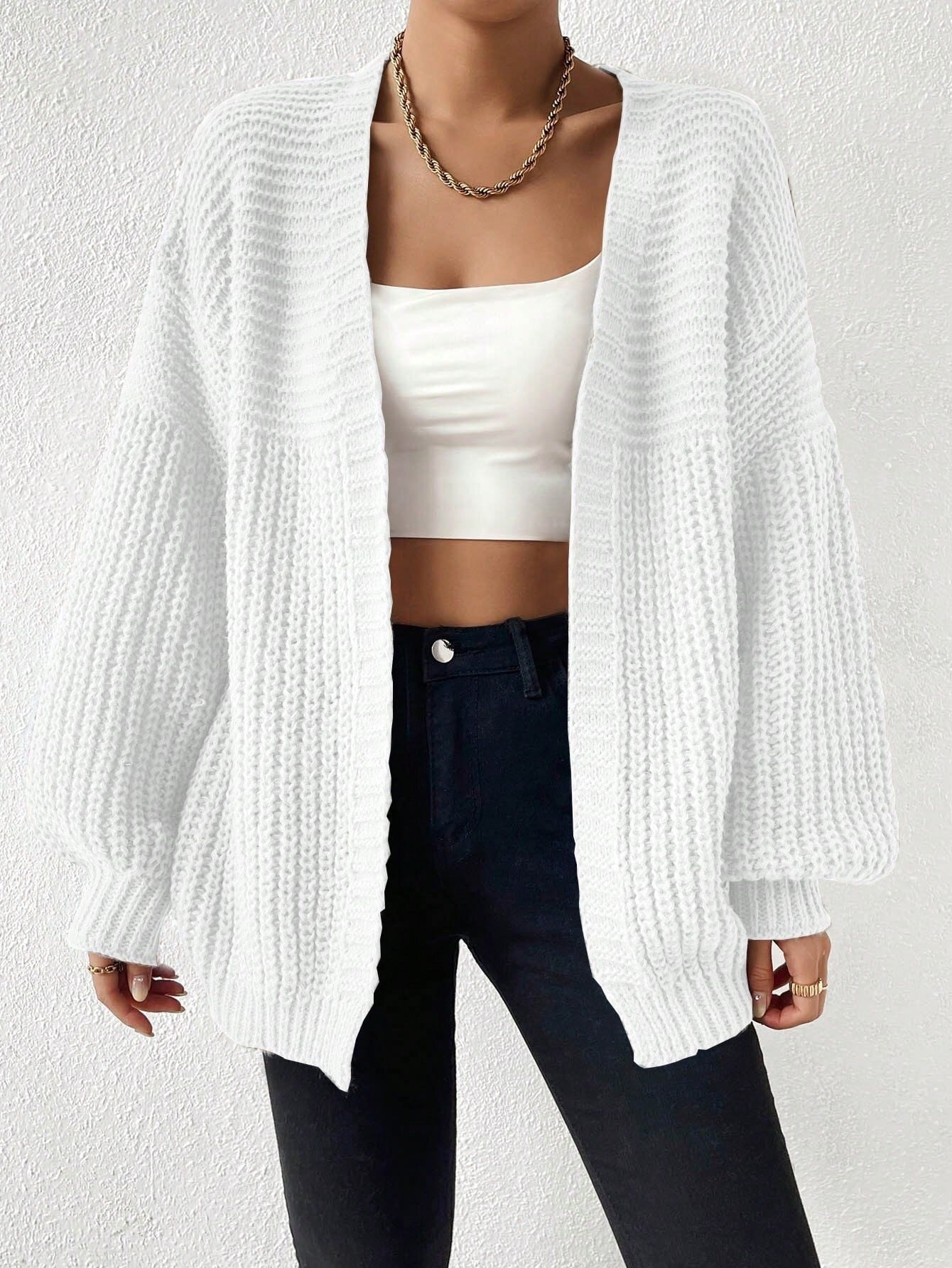 Women's Chunky Ribbed Knit Cardigan | Casual Open Front Long Sleeve Sweater Jacket