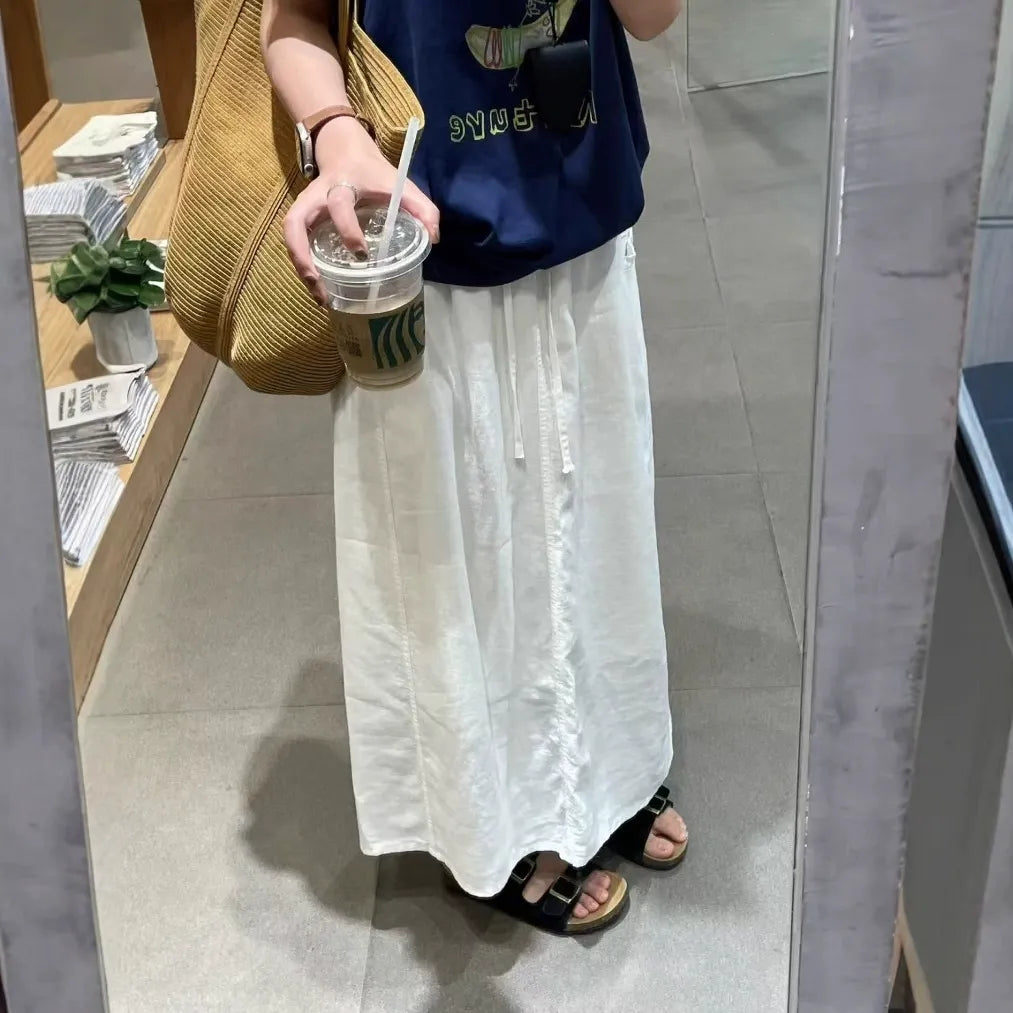 High-Waisted A-Line Maxi Skirt | Breathable Ramie Blend with Cotton Lining