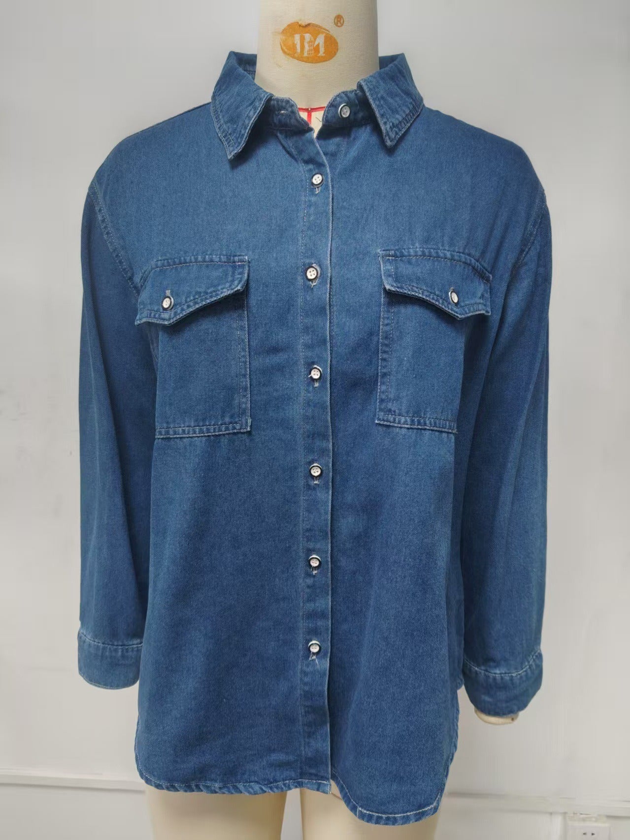Women's Classic Washed Denim Shirt | Casual Long Sleeve Button Down Jean Blouse