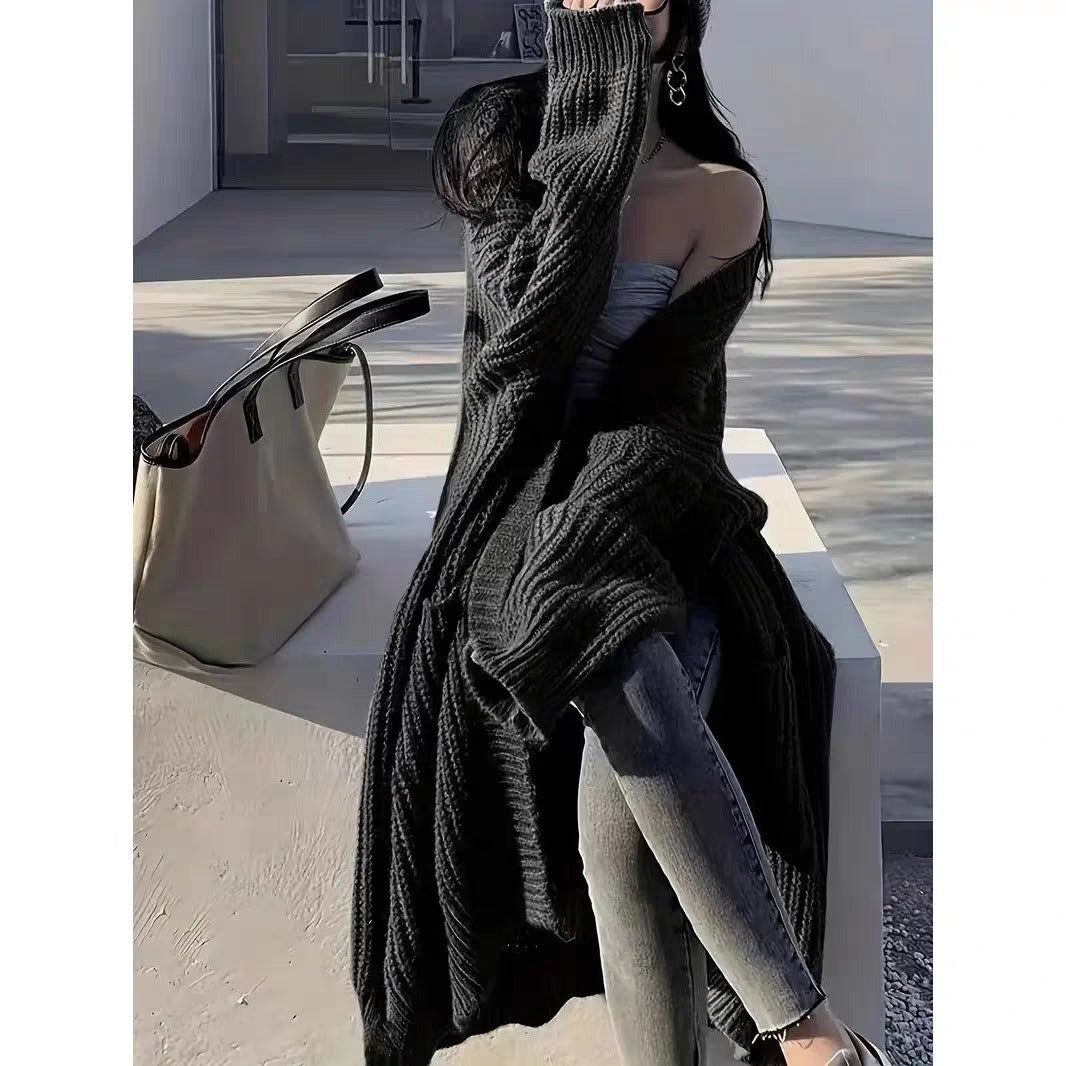 Chunky Knit Long Cardigan Sweater - Slouchy Open Front Duster Jacket with Pockets Plus Size