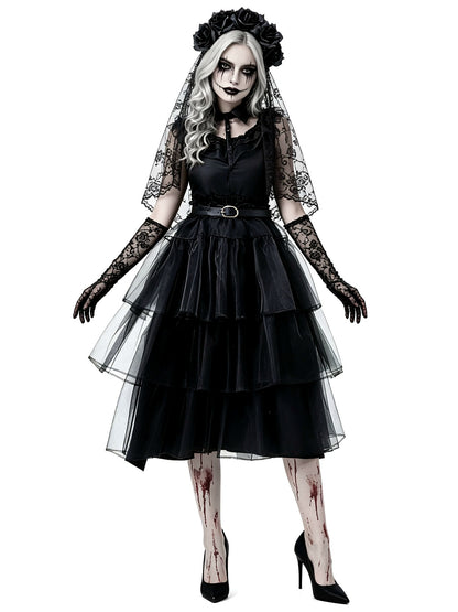 Women's Halloween Cosplay Costume in Black - product view