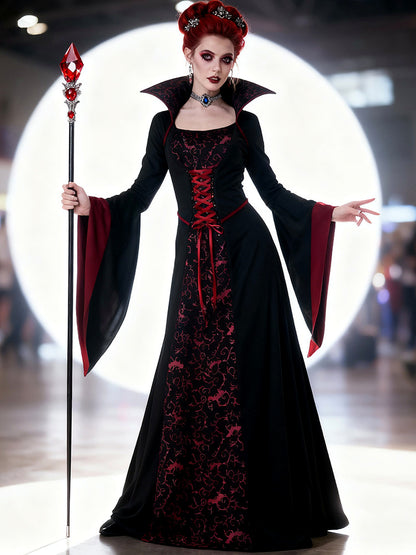 Women's Halloween Witch-Inspired Vampire-Inspired Cosplay Dress in Black - product view