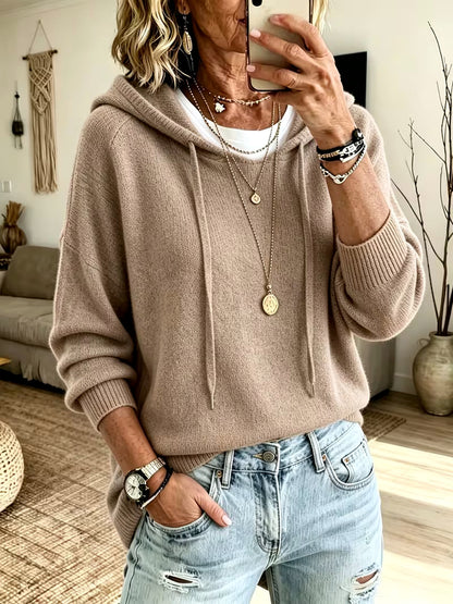 Women's Long Sleeve Knit Sweater in Khaki - product view