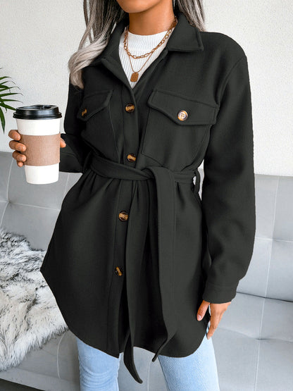 Women's Long Sleeve Open Front Blazer Cardigan Solid Color Casual Woven-Panel Straight-Leg Button-Front Point-Collar Pocket