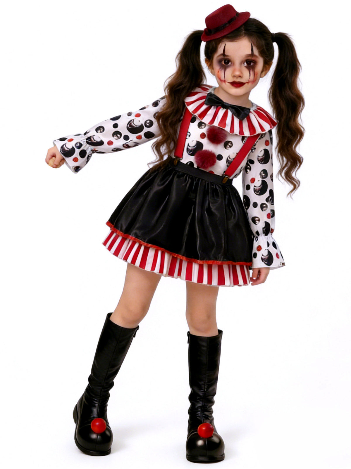 Women's Halloween Cosplay Top & Skirt Set in Black - product view