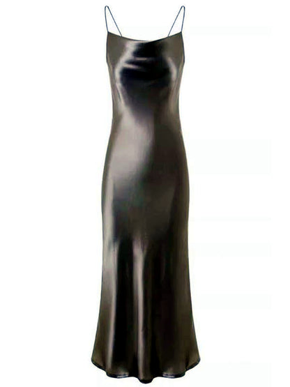 Women's Evening Solid-Color Straight-Leg Zip-Front Party Dress in Champagne - product view