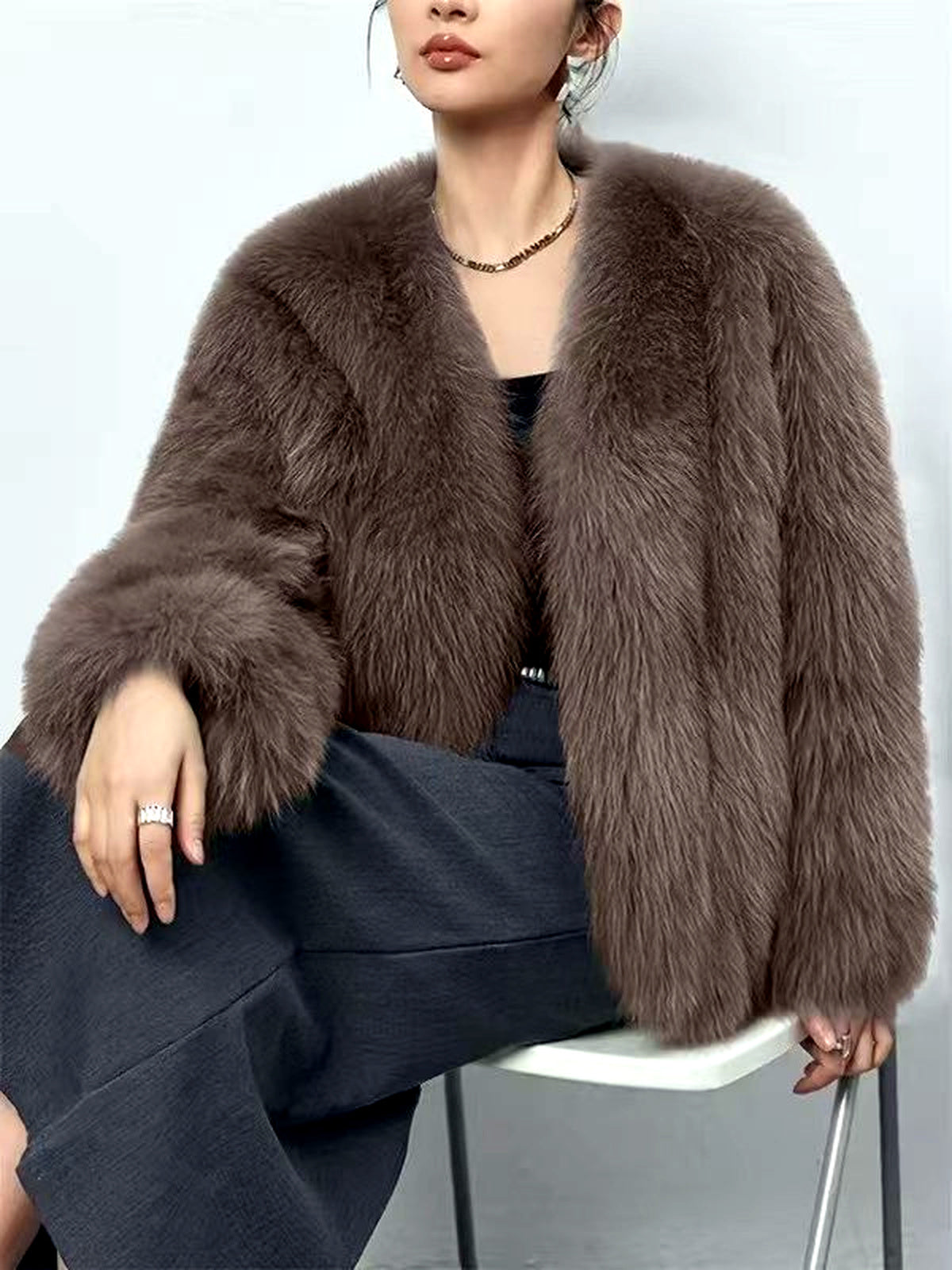 Women's Long-Sleeve Pocket Jacket in Coffee Brown - product view