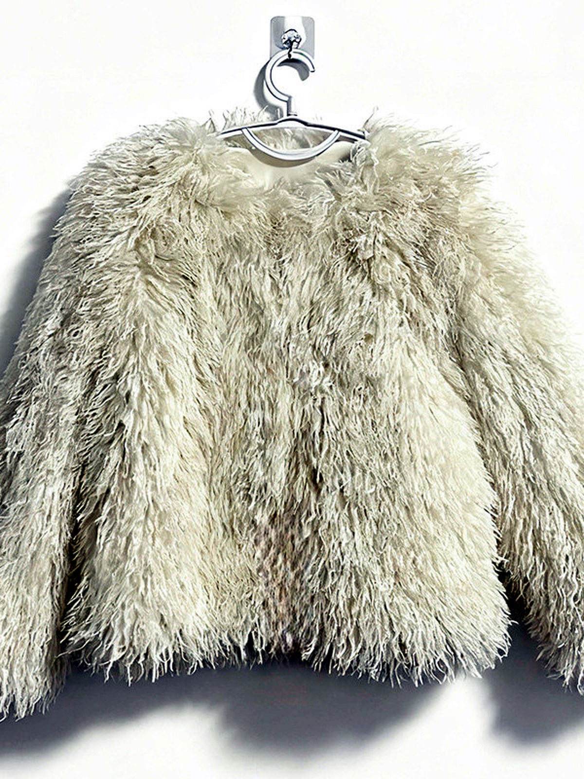 Crew-Neck Long-Sleeve Jacket in White - product view