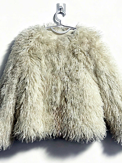 Crew-Neck Long-Sleeve Jacket in White - product view