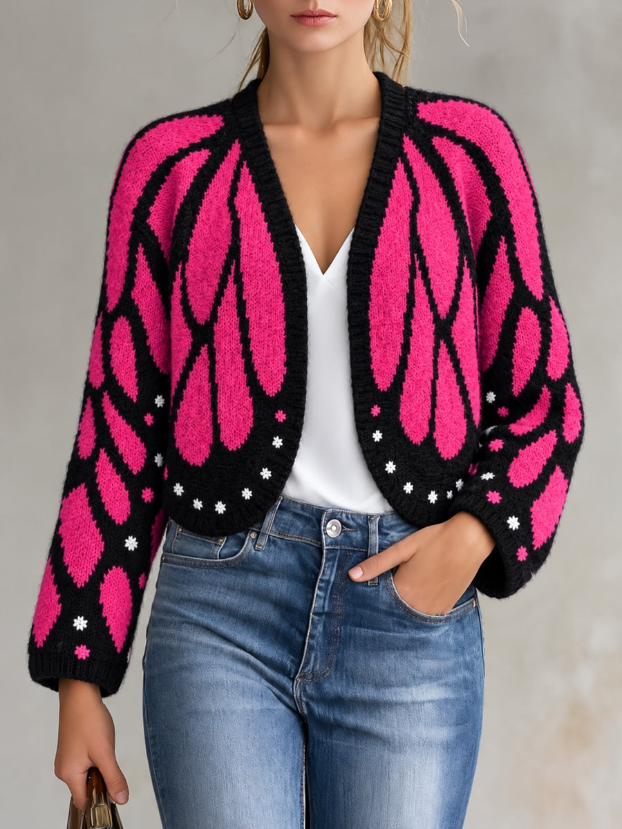 Knit Batwing-Sleeve Poncho
