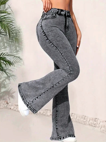 Women's Denim Slim-Fit Straight-Leg Flared Jeans - product detail view 1