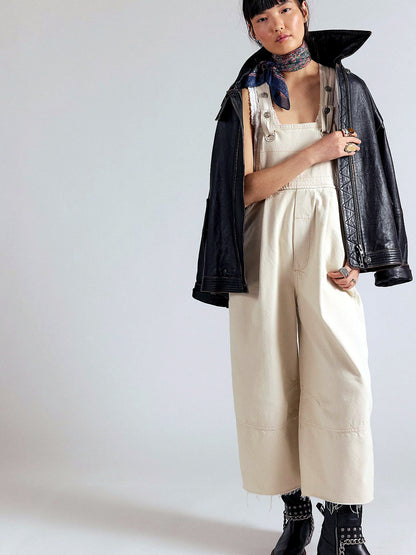Women's Elastic Waist Drawstring Straight Leg Pants Casual Vacation Trousers in Beige - product view