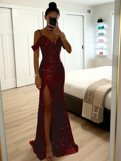 Knit Solid-Color Patchwork Pullover Relaxed-Fit Sleeveless Slit Dress in Burgundy - product view