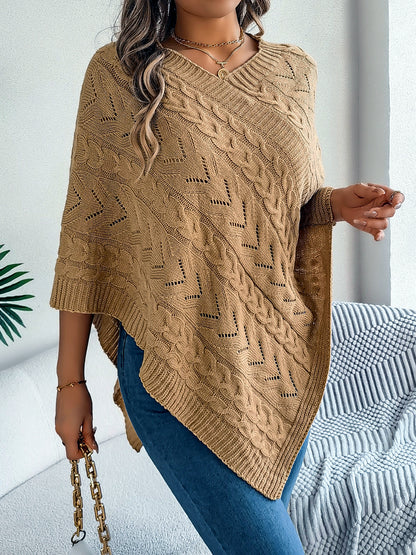 Women's Solid-Color Relaxed-Fit Streetwear Sweater in Khaki - product view