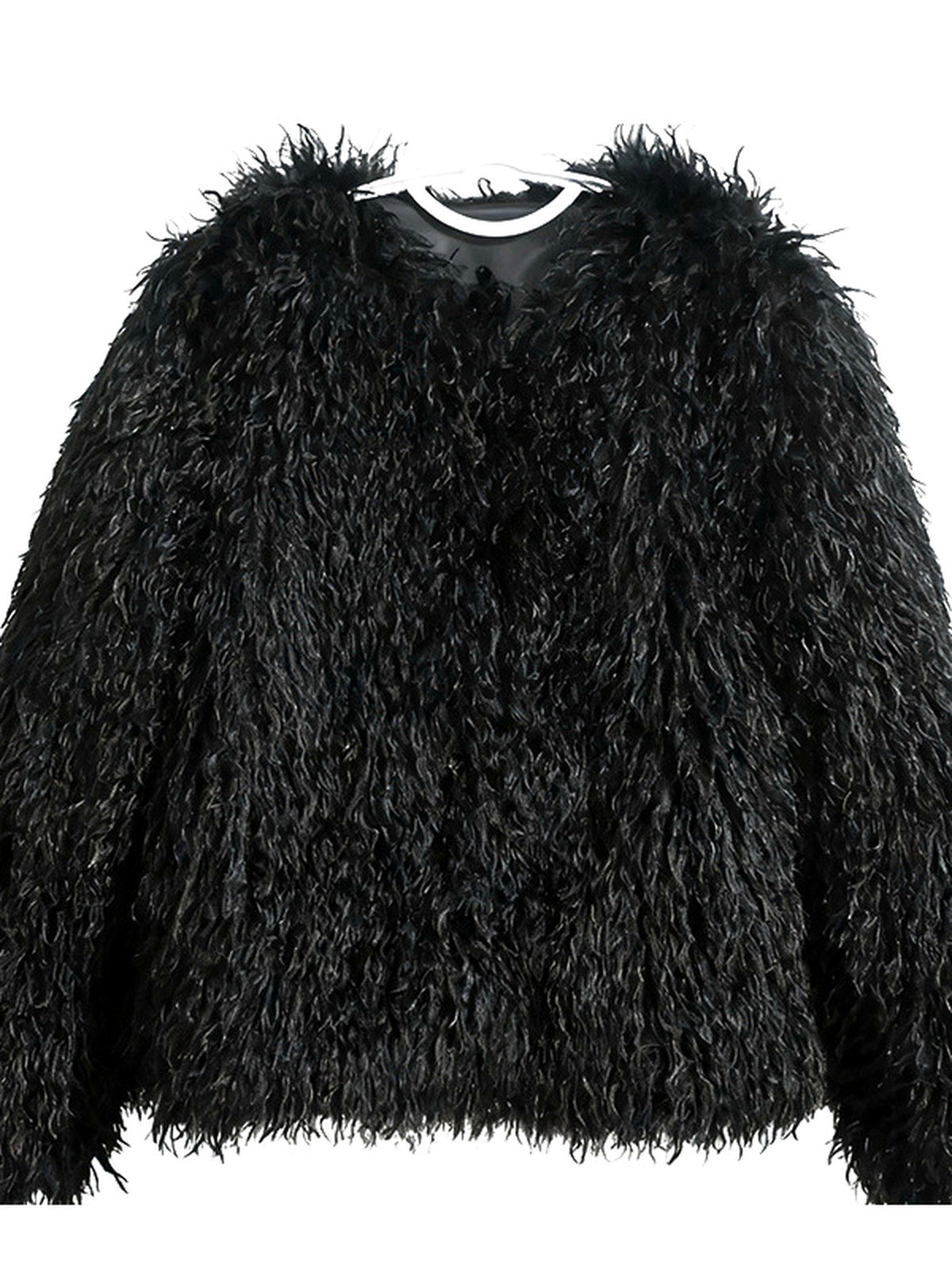Crew-Neck Long-Sleeve Jacket in Black - product view