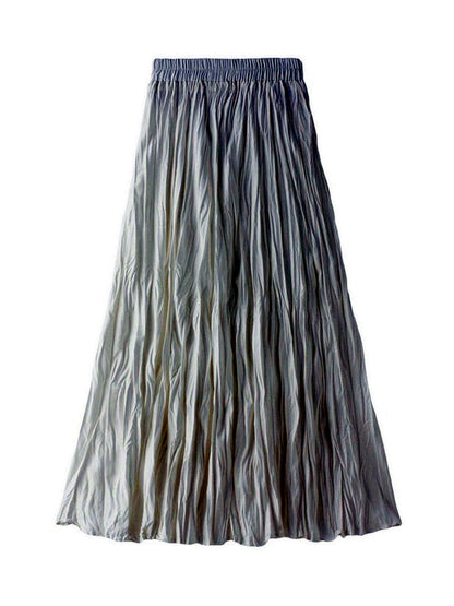 Women's Patchwork Stretch Midi Mid-Length Ruched Skirt in White - product view