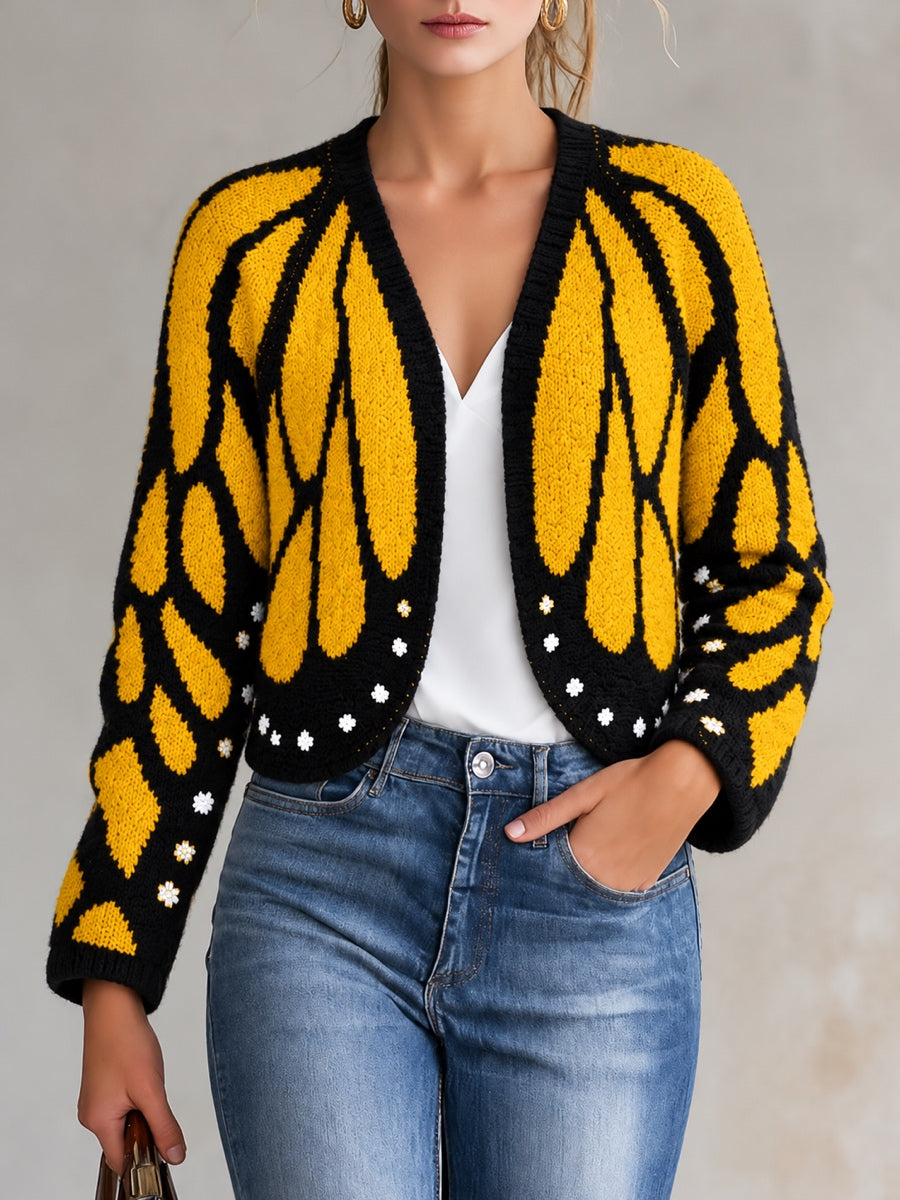 Knit Batwing-Sleeve Poncho