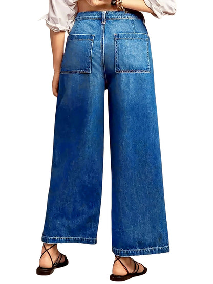 Women's Elastic Waist Wide Leg Pants Loose Casual Trousers - product detail view 1