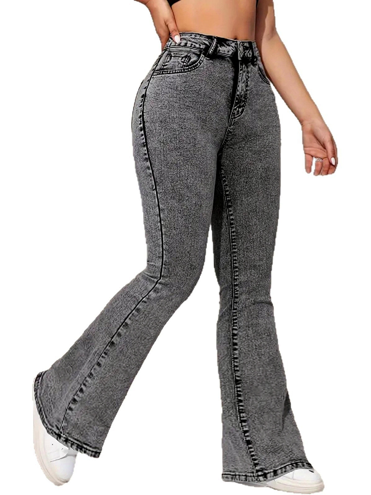 Women's Denim Slim-Fit Straight-Leg Flared Jeans - product detail view 2