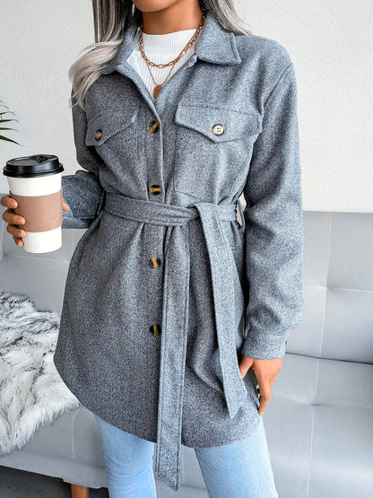 Women's Long Sleeve Open Front Blazer Cardigan Solid Color Casual Woven-Panel Straight-Leg Button-Front Point-Collar Pocket