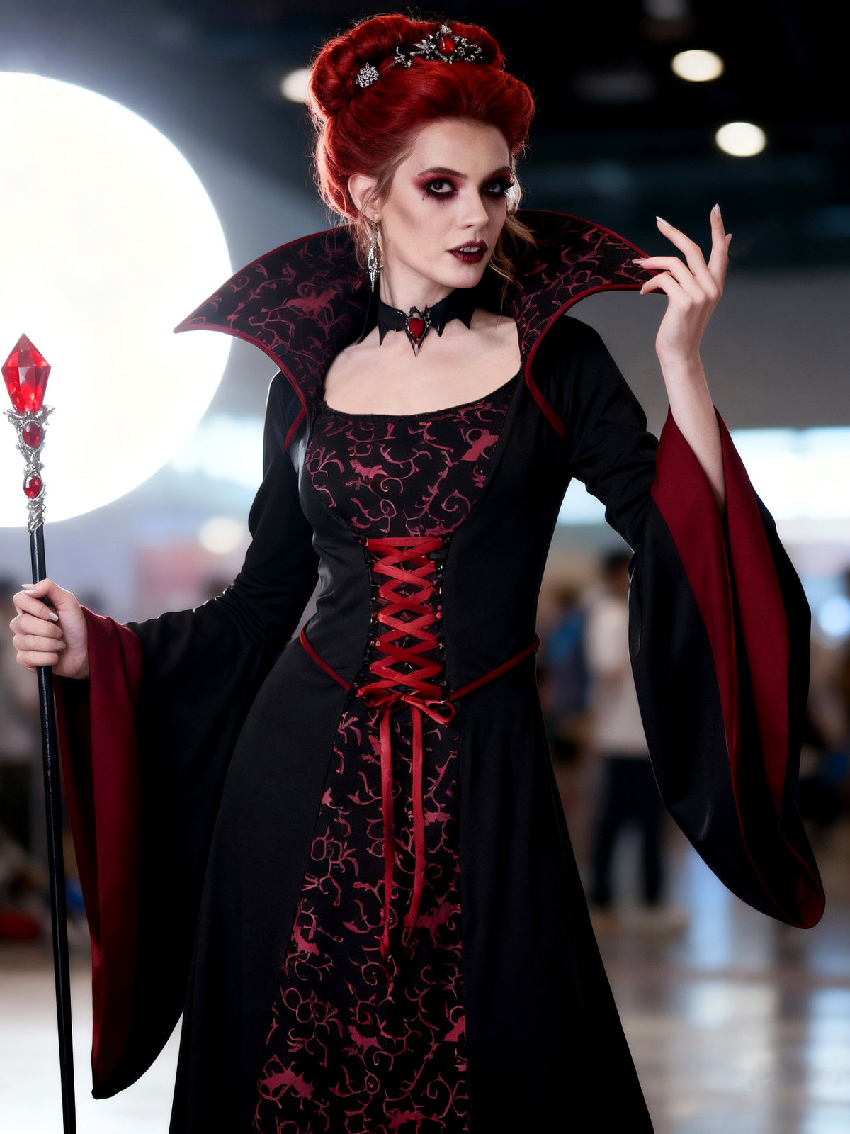 Women's Halloween Witch-Inspired Vampire-Inspired Cosplay Dress - product detail view 2