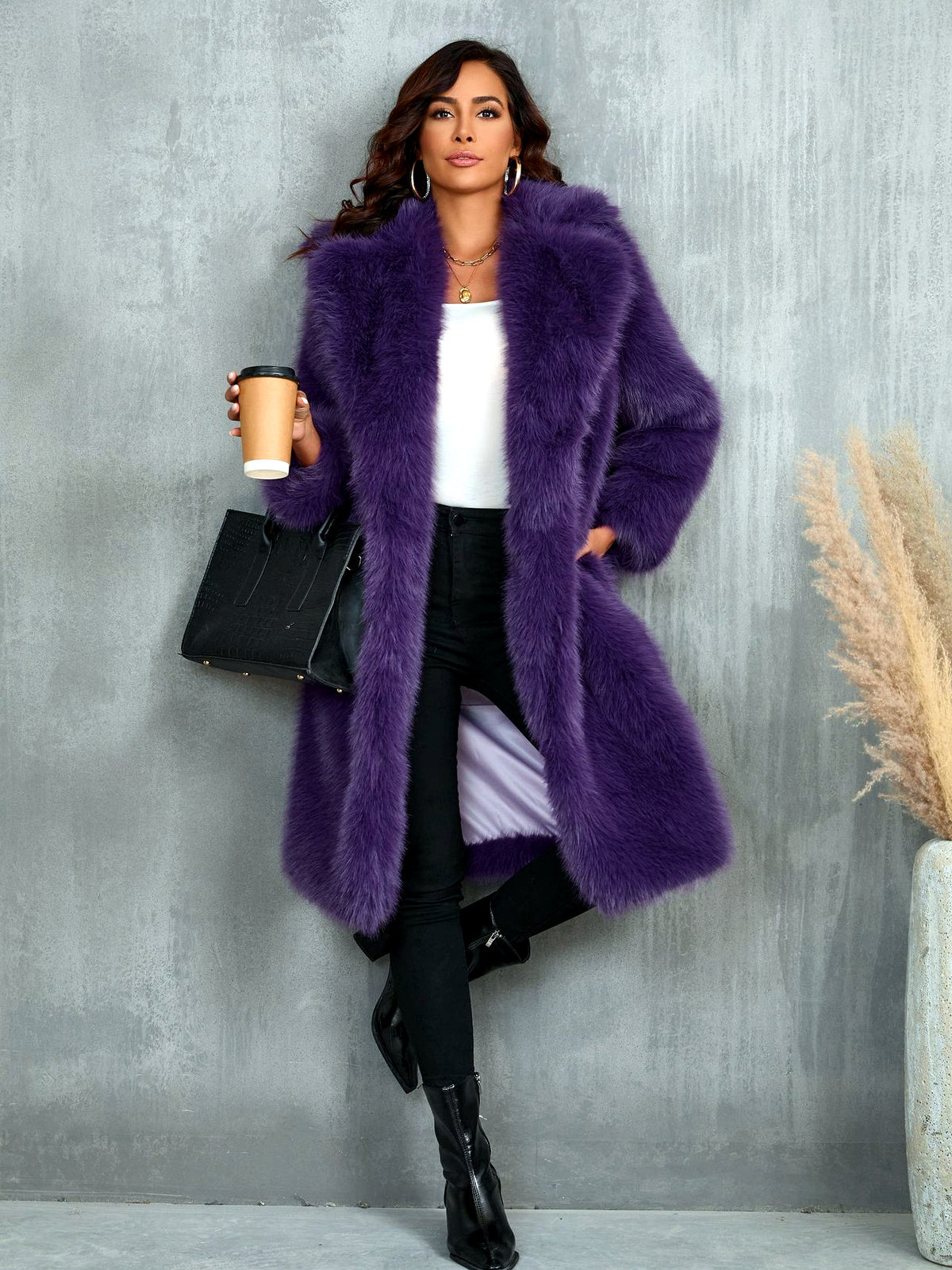 Long-Sleeve Pocket Mid-Length Blazer in Purple - product view