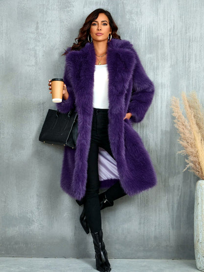 Long-Sleeve Pocket Mid-Length Blazer in Purple - product view