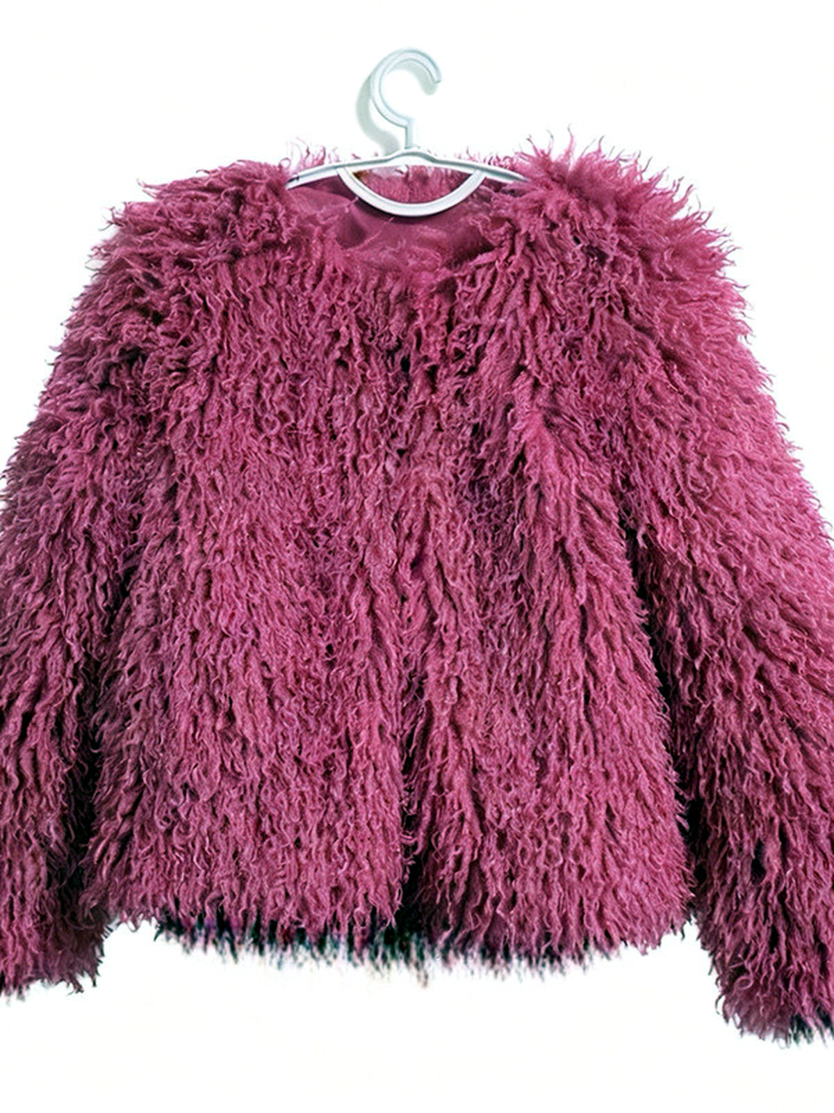 Crew-Neck Long-Sleeve Jacket in Rose Red - product view