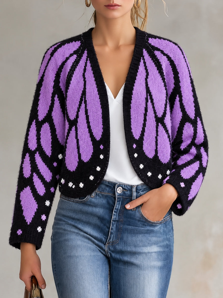 Knit Batwing-Sleeve Poncho