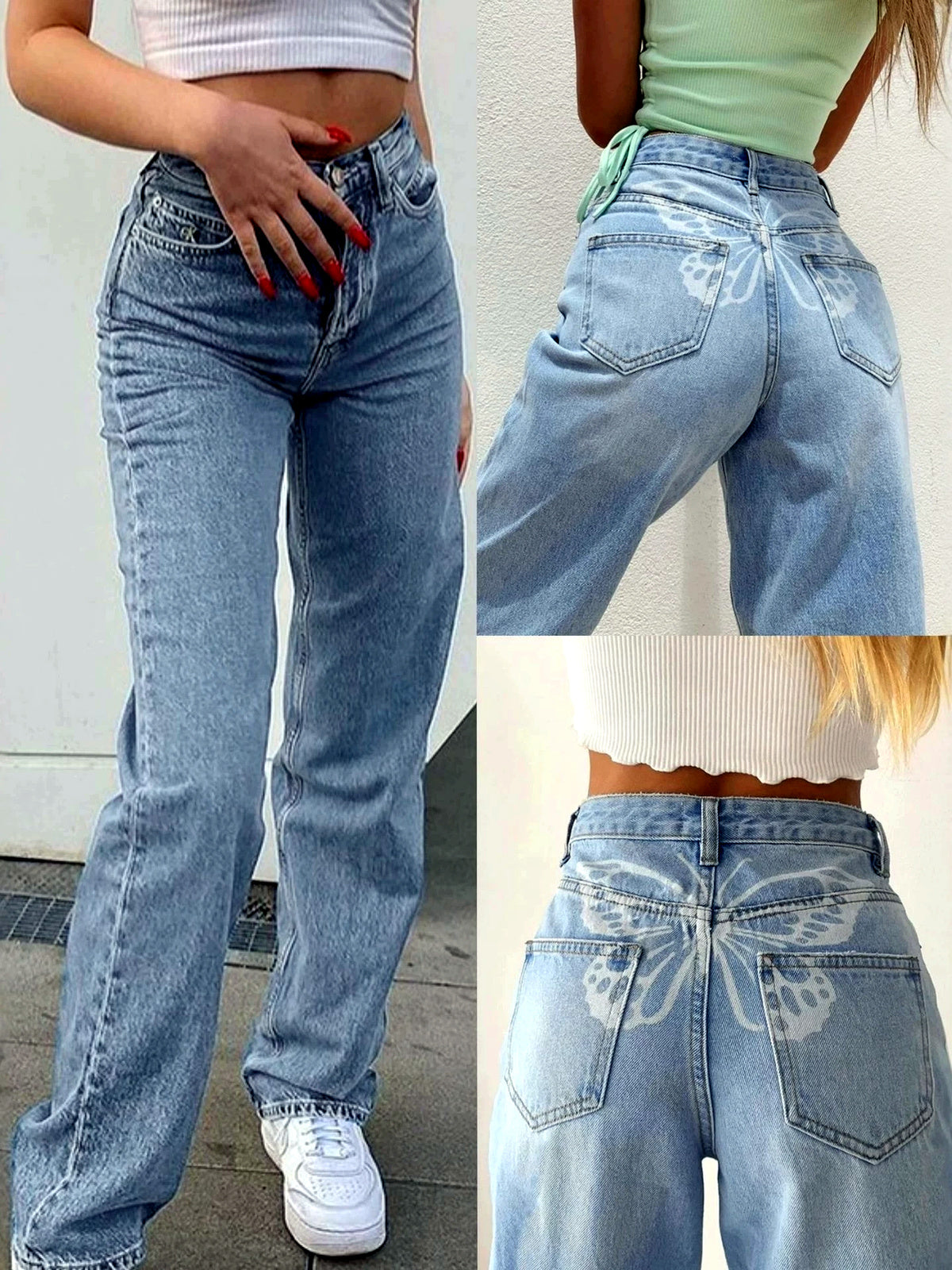 Women's Denim High-Waist Wide-Leg Straight-Leg Relaxed-Fit Jeans - product detail view 1