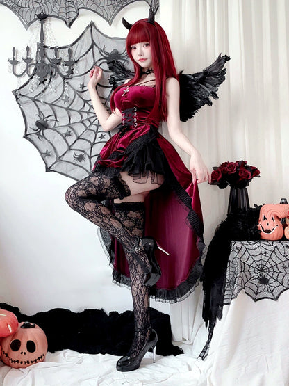 Women's Halloween Witch-Inspired Vampire-Inspired Lace-Trim Dress - product detail view 2