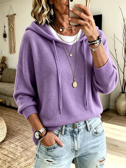 Women's Long Sleeve Knit Sweater in Purple - product view