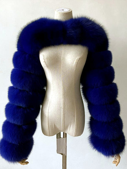Patchwork Long-Sleeve Jacket in Blue - product view