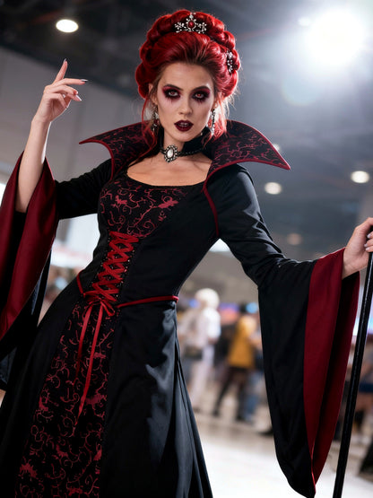 Women's Halloween Witch-Inspired Vampire-Inspired Cosplay Dress - product detail view 3
