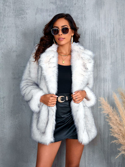 Women's Faux-Fur Long-Sleeve Coat - product detail view 2