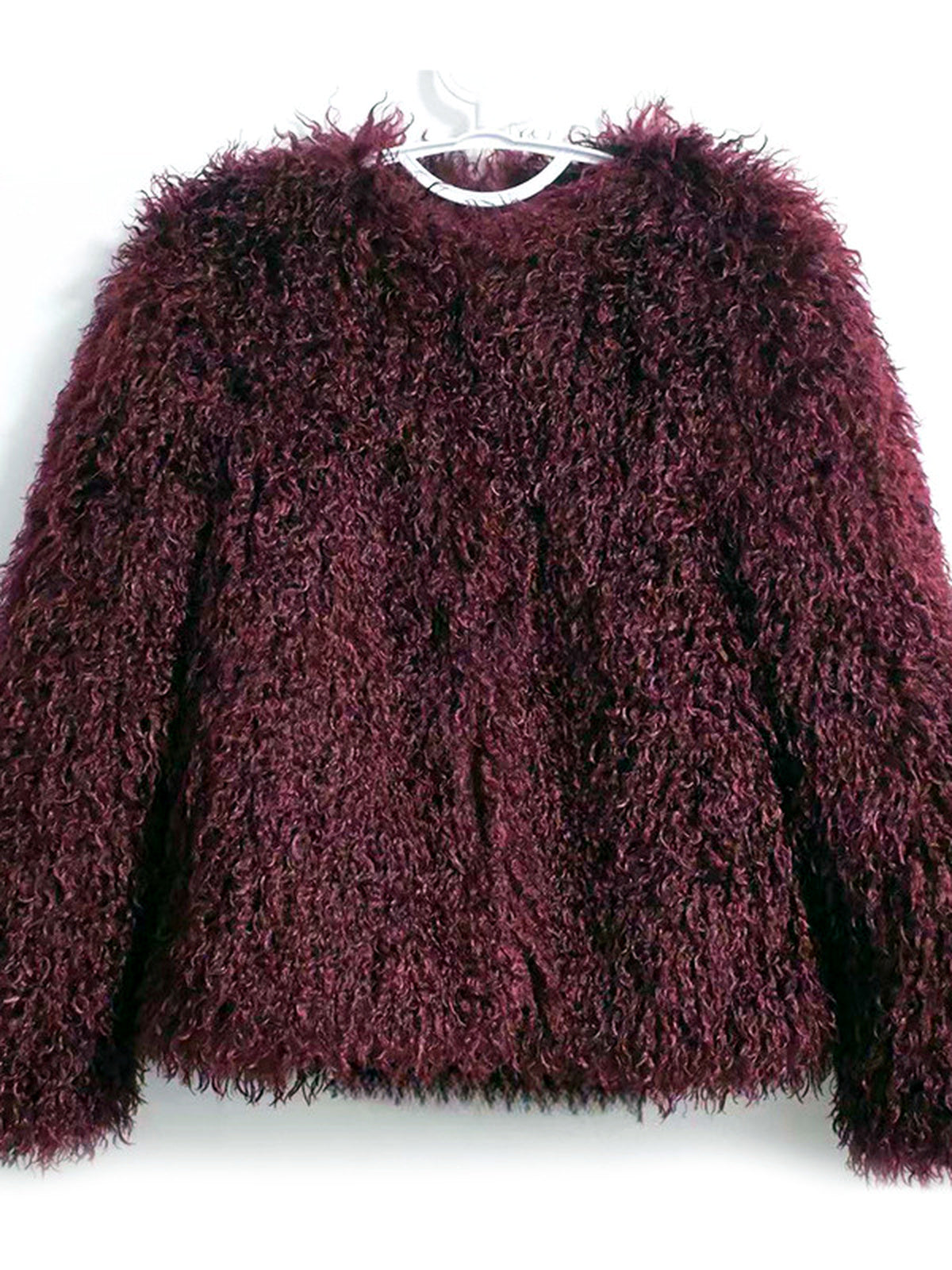 Crew-Neck Long-Sleeve Jacket in Burgundy - product view