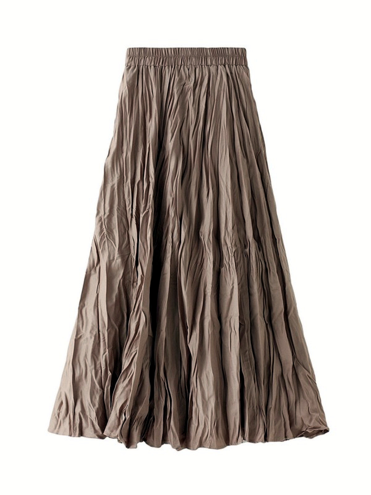 Women's Patchwork Stretch Midi Mid-Length Ruched Skirt in Khaki - product view