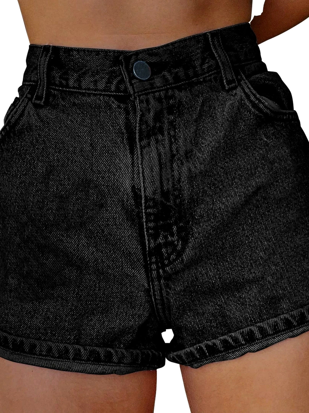 Women's Denim Printed Relaxed-Fit Mid-Rise Office Shorts - product detail view 2