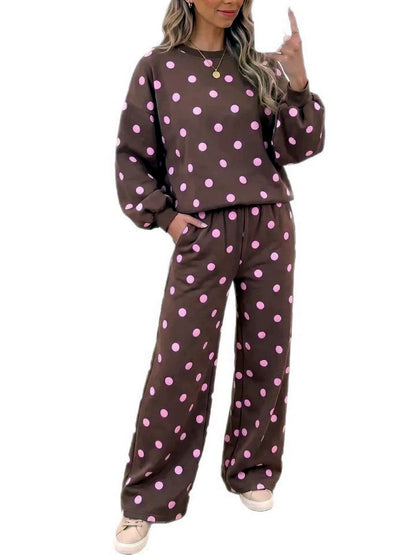 Women's Polka-Dot Wide-Leg Top & Pants Set - product detail view 2